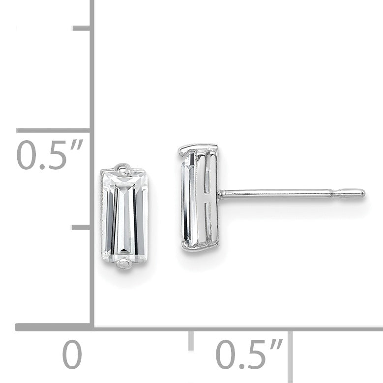 10K White Gold Polished CZ Stud Earrings Secondary image