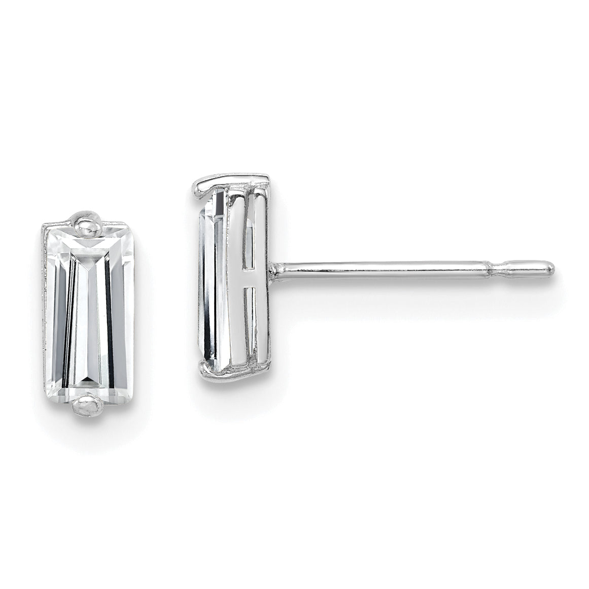 10K White Gold Polished CZ Stud Earrings Main image