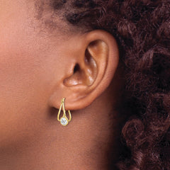 10K Polished CZ Hoop Earrings