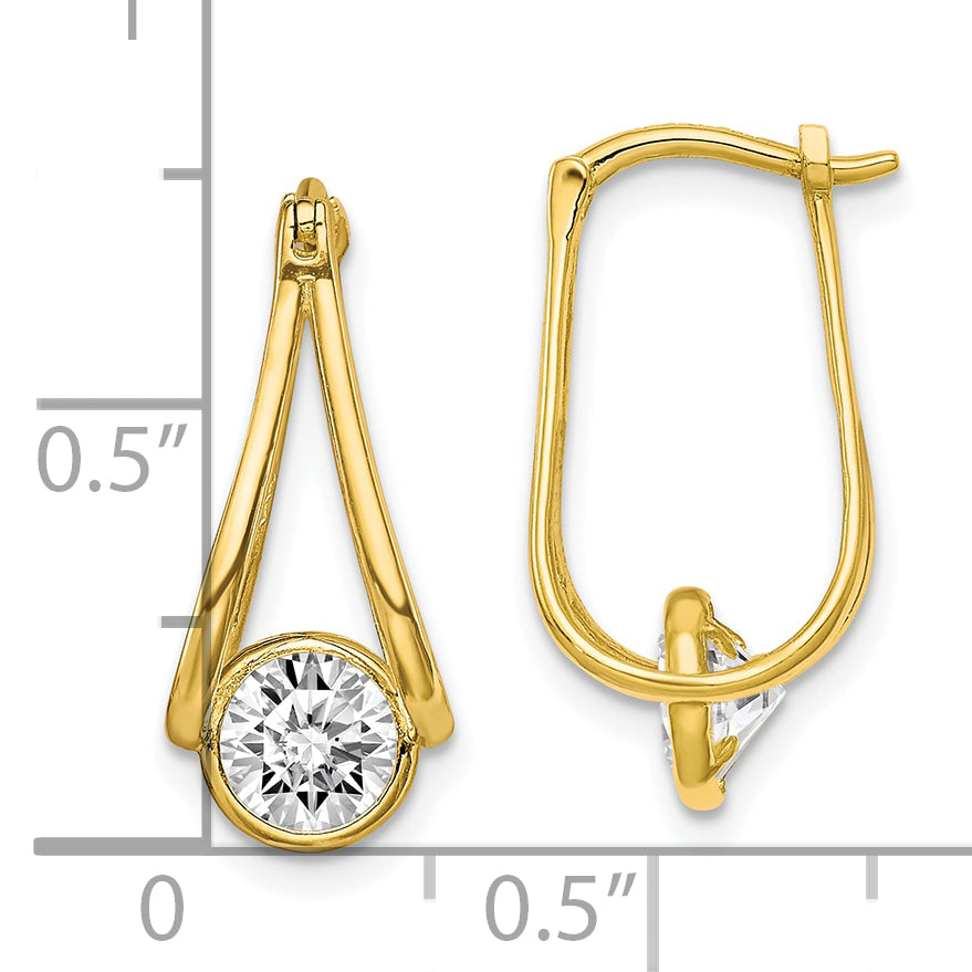 10K Polished CZ Hoop Earrings