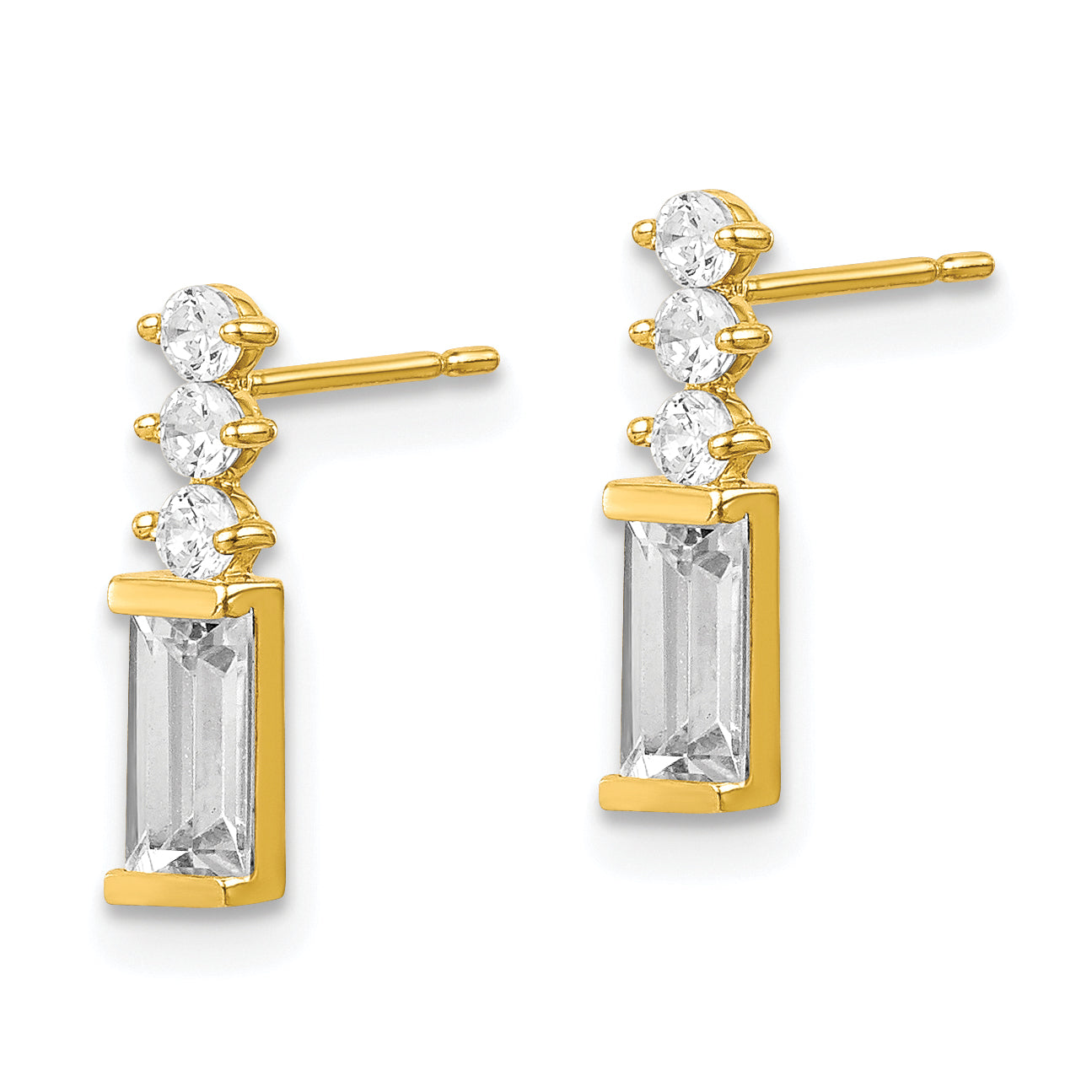 10K Polished CZ Earrings Secondary image