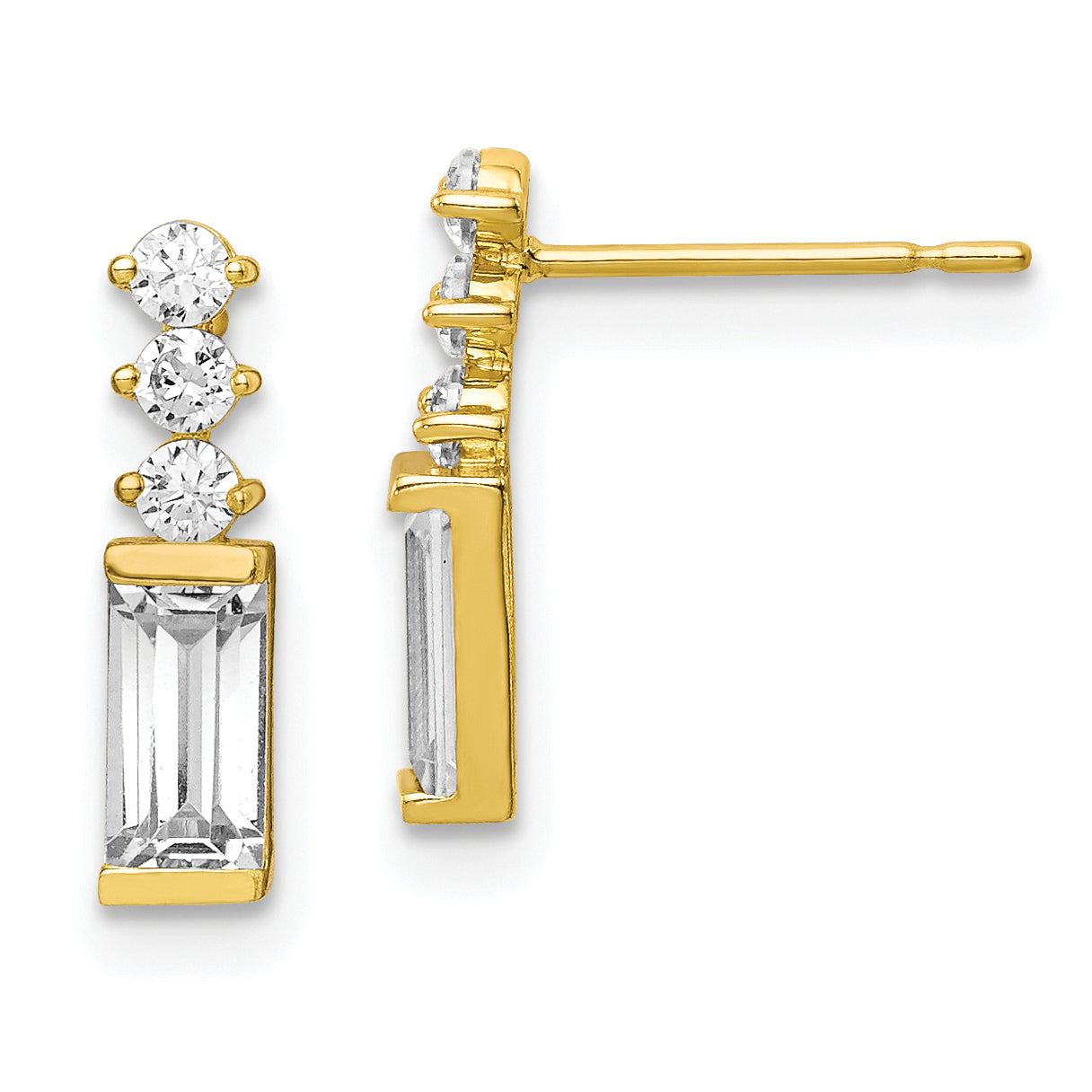 10K Polished CZ Earrings Main image
