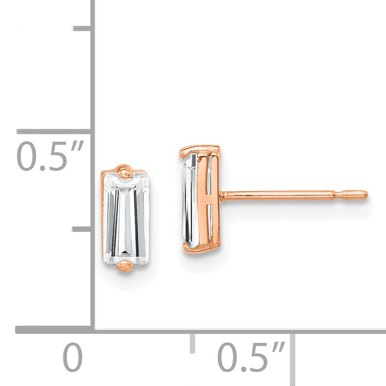 10K Rose Gold Polished CZ Stud Earrings Secondary image