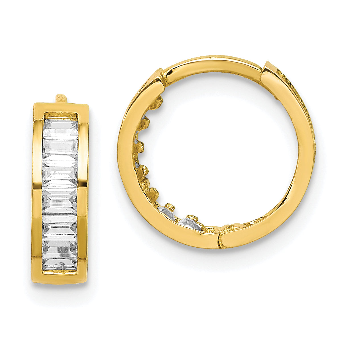 10K CZ Hinged Hoop Earrings Main image
