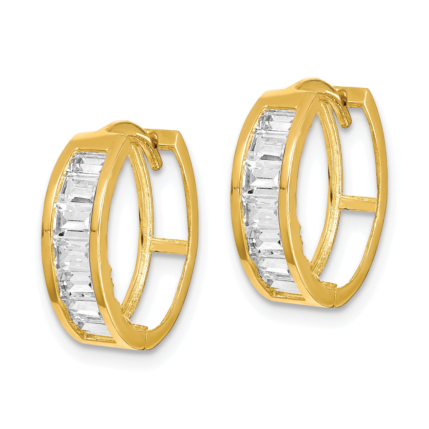 10K CZ Hinged Hoop Earrings Secondary image