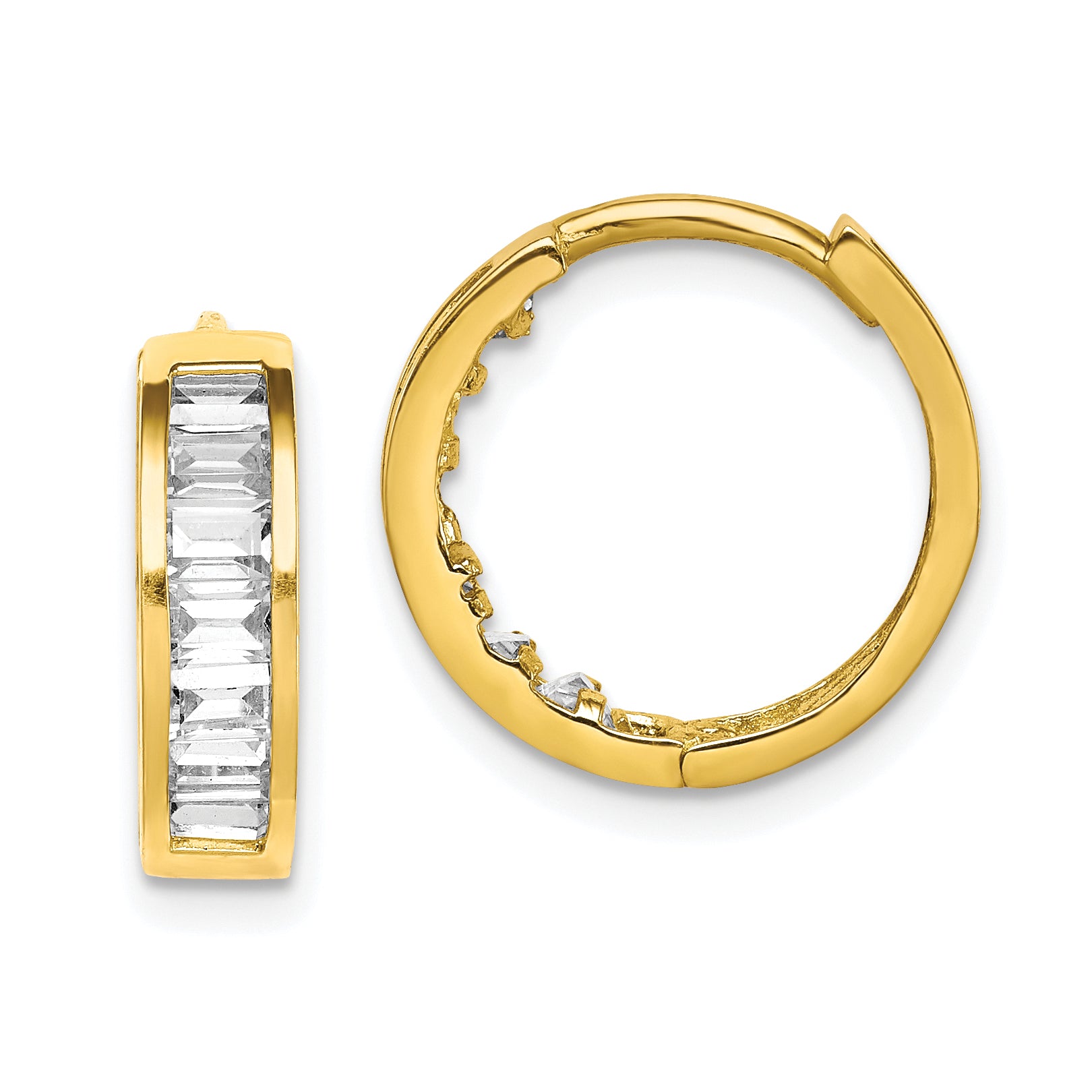 10K CZ Hinged Hoop Earrings Main image