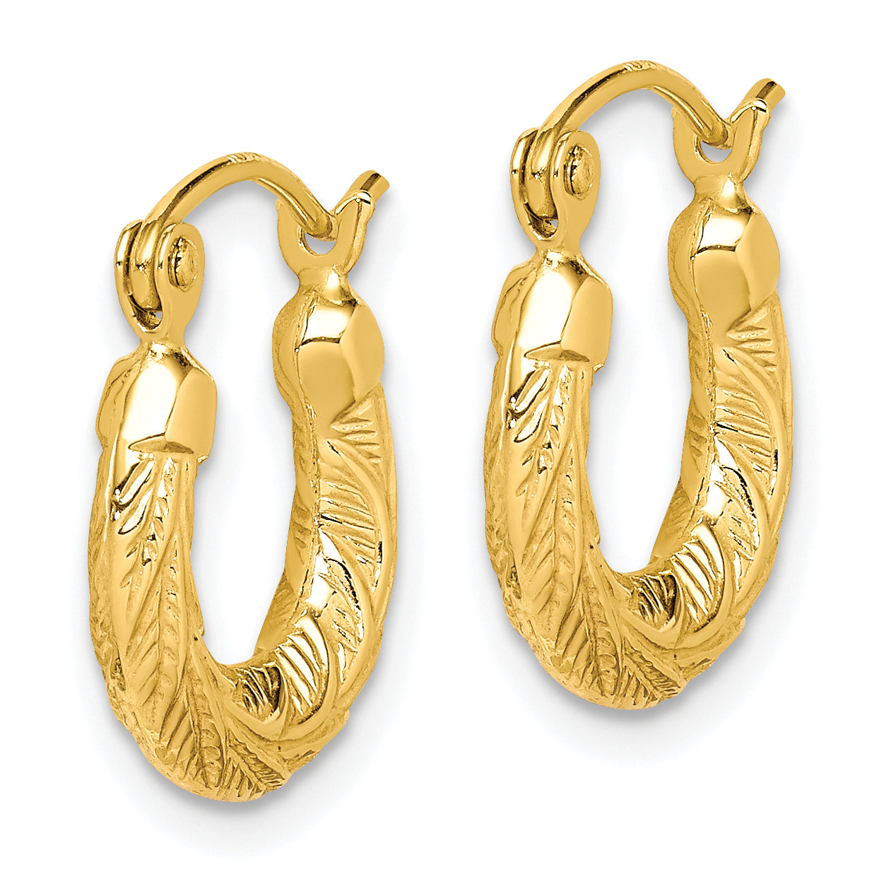 10K Gold Polished Small Hoop Earrings with Shrimp Design for Women Secondary image