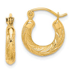 10k Fancy Small Hoop Earrings