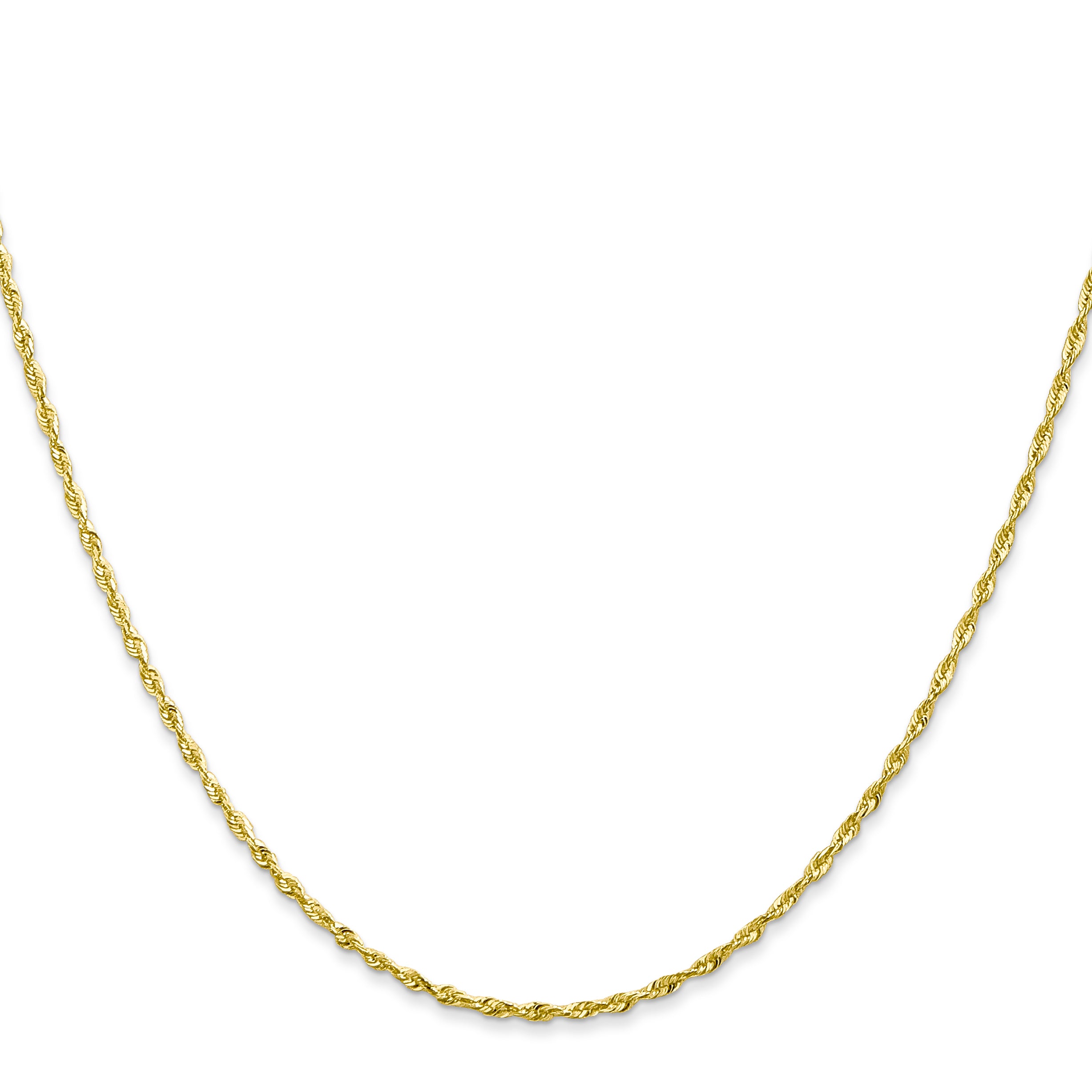 10K Gold Rope Necklace with Polished Diamond-Cut Lightweight Design