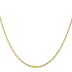 10K Gold Rope Necklace with Polished Diamond-Cut Lightweight Design