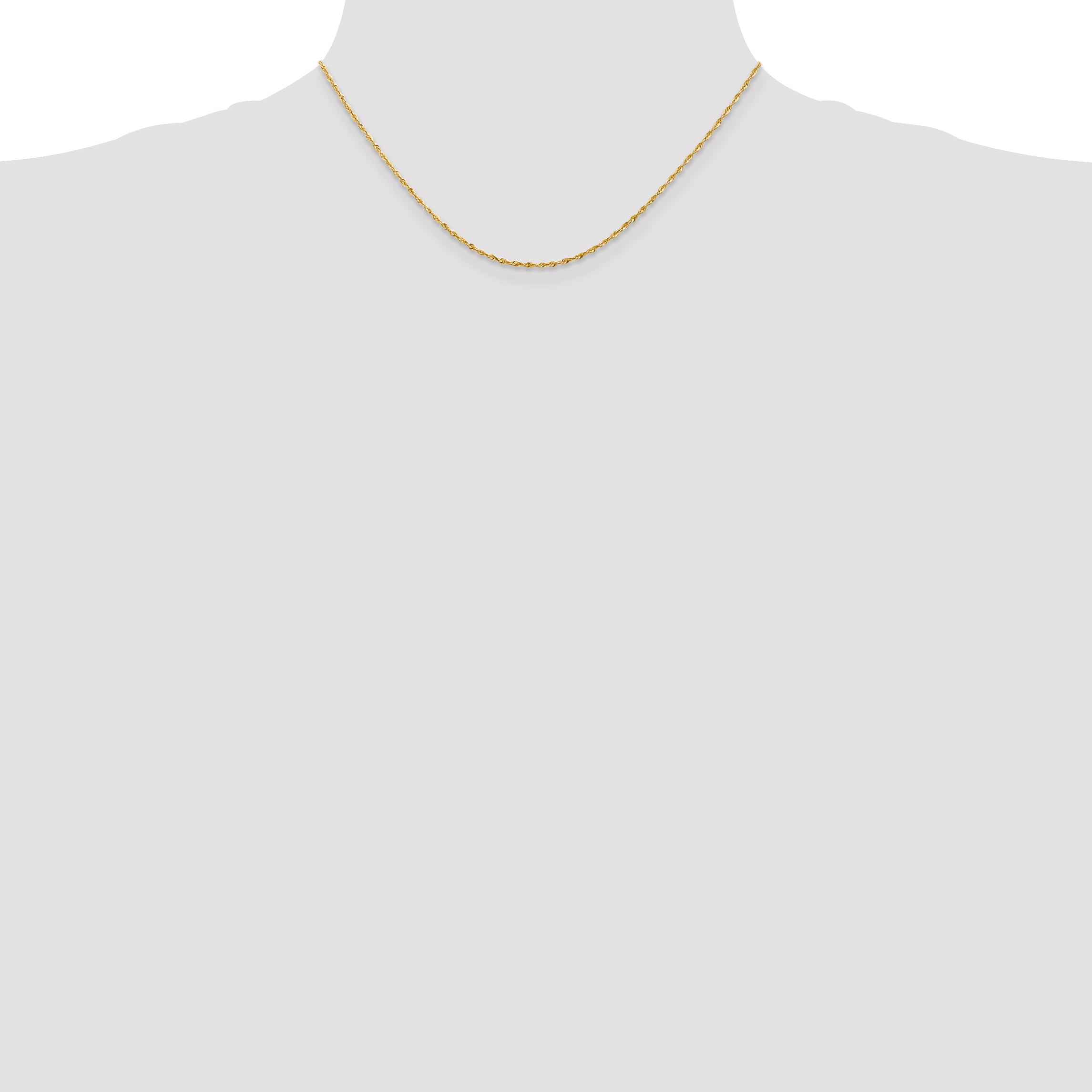 10K Gold Rope Necklace with Polished Diamond-Cut Lightweight Design