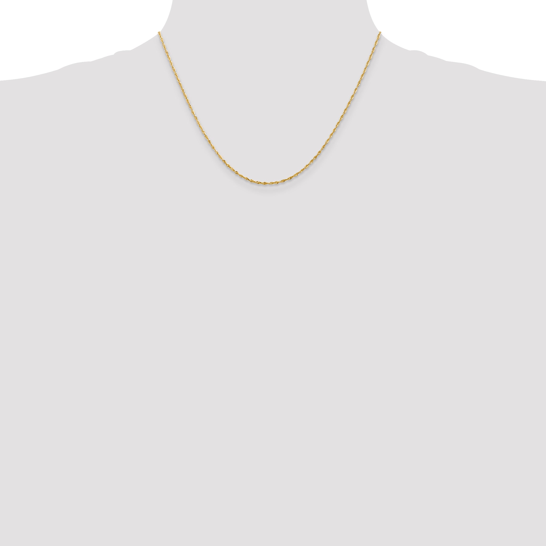 10K Gold Rope Necklace with Polished Diamond-Cut Lightweight Design