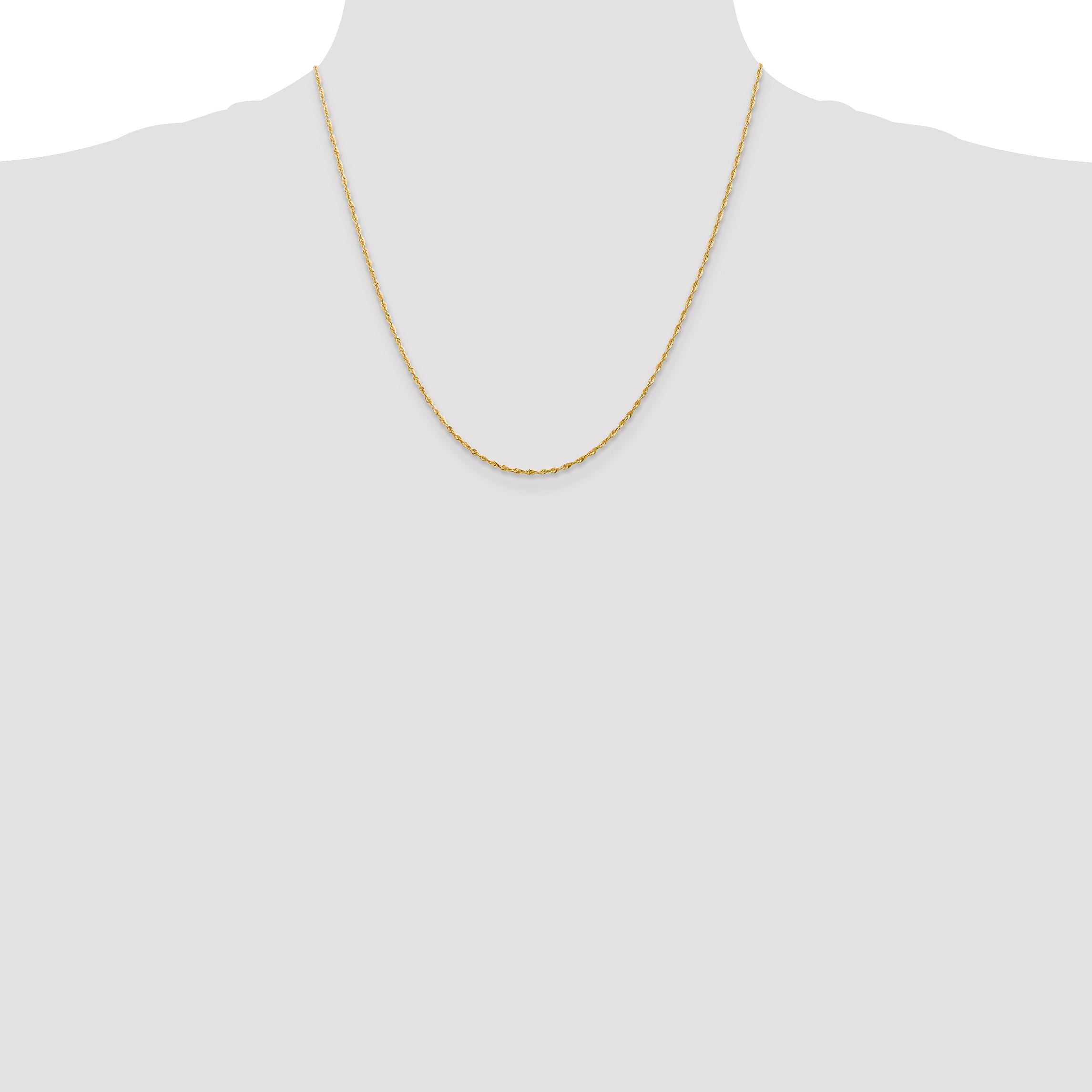 10K Gold Rope Necklace with Polished Diamond-Cut Lightweight Design