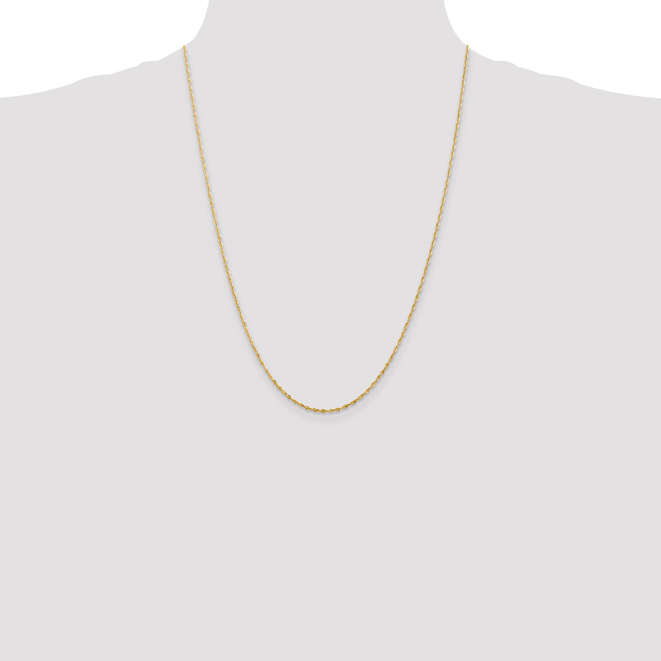 10K Gold Rope Necklace with Polished Diamond-Cut Lightweight Design