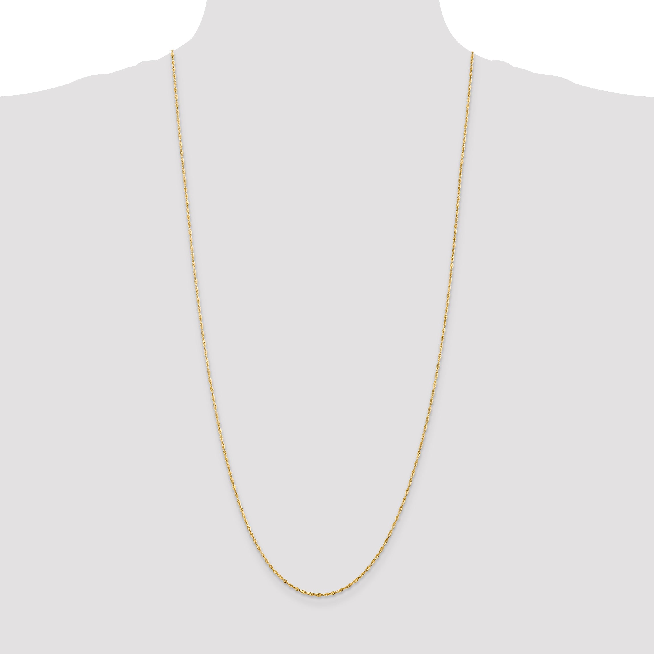 10K Gold Rope Necklace with Polished Diamond-Cut Lightweight Design