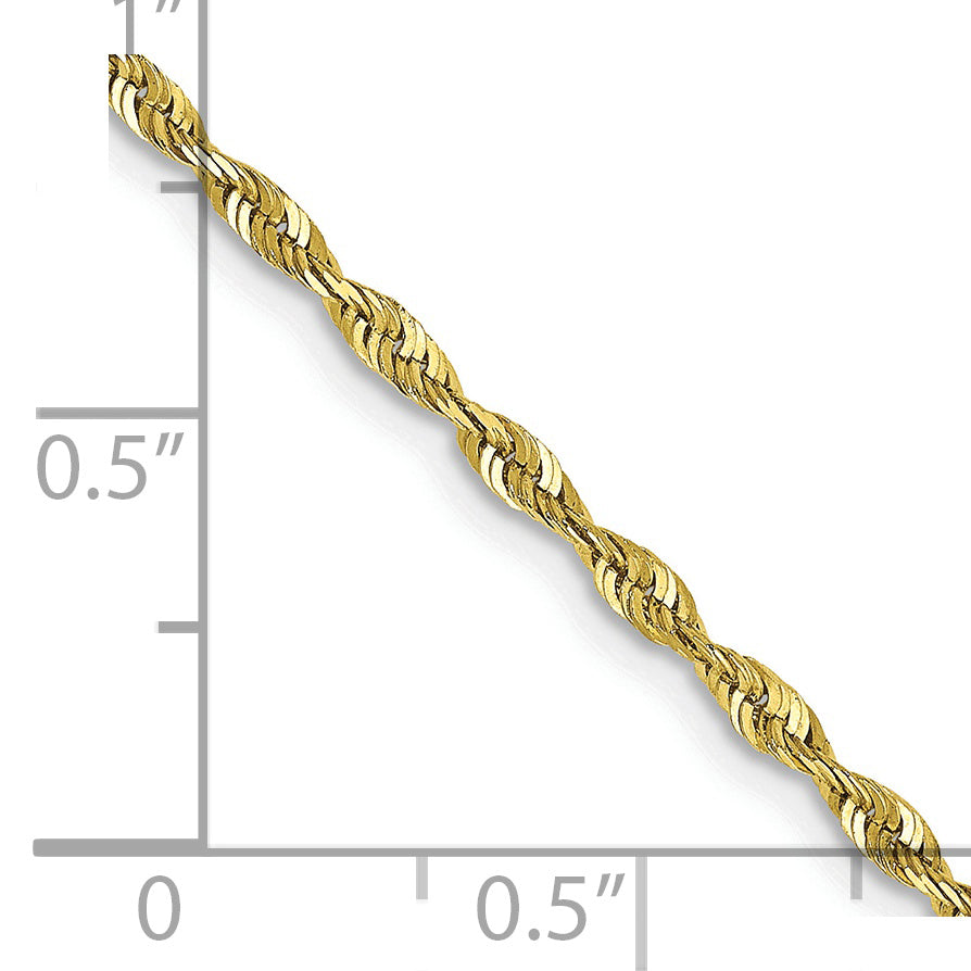 10K Gold Unisex Rope Anklet with Polished Diamond-Cut Finish