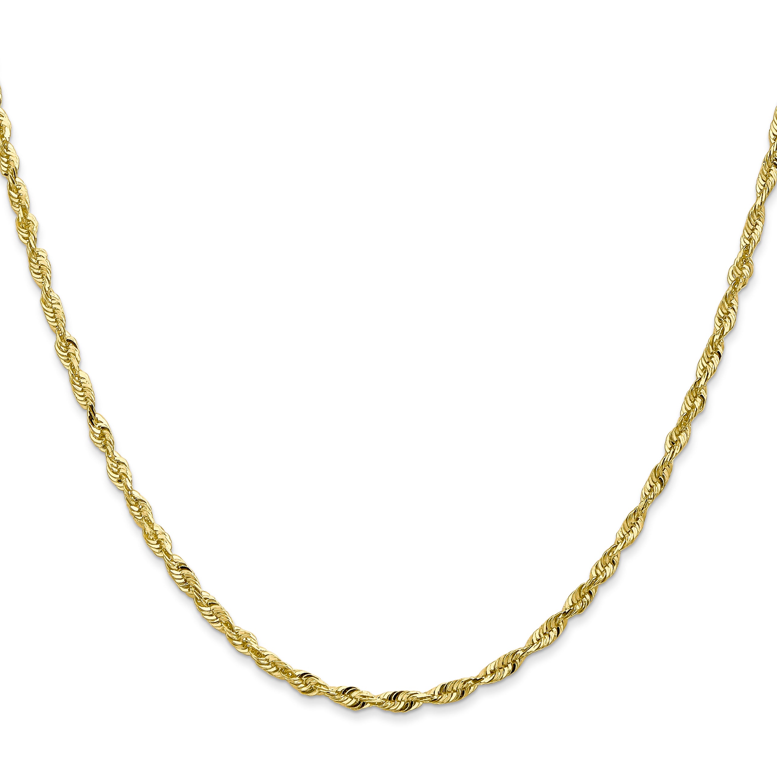 10K Gold Rope Necklace with Polished Diamond-Cut Elegant Design