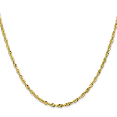 10K Gold Rope Necklace with Polished Diamond-Cut Elegant Design