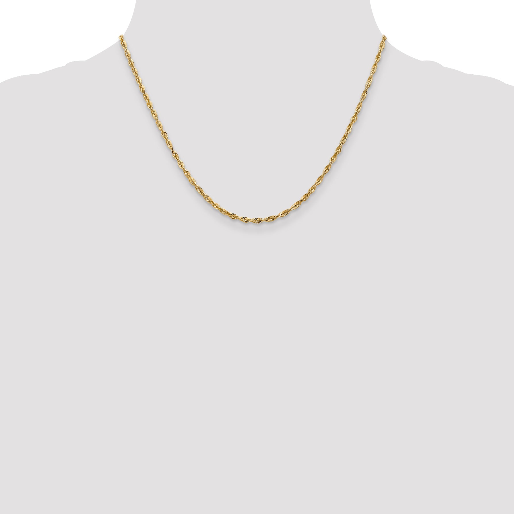10K Gold Rope Necklace with Polished Diamond-Cut Elegant Design