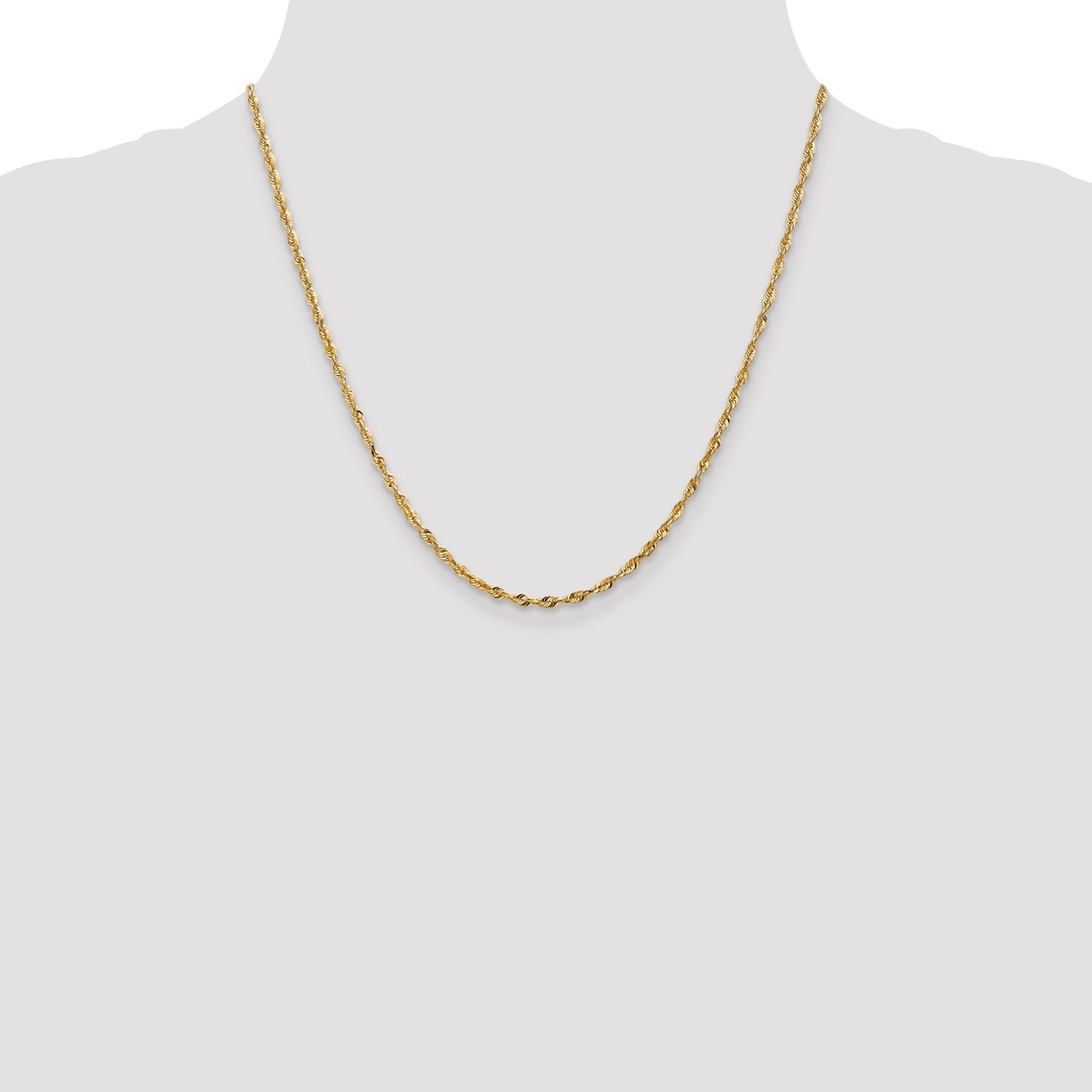 10K Gold Rope Necklace with Polished Diamond-Cut Elegant Design