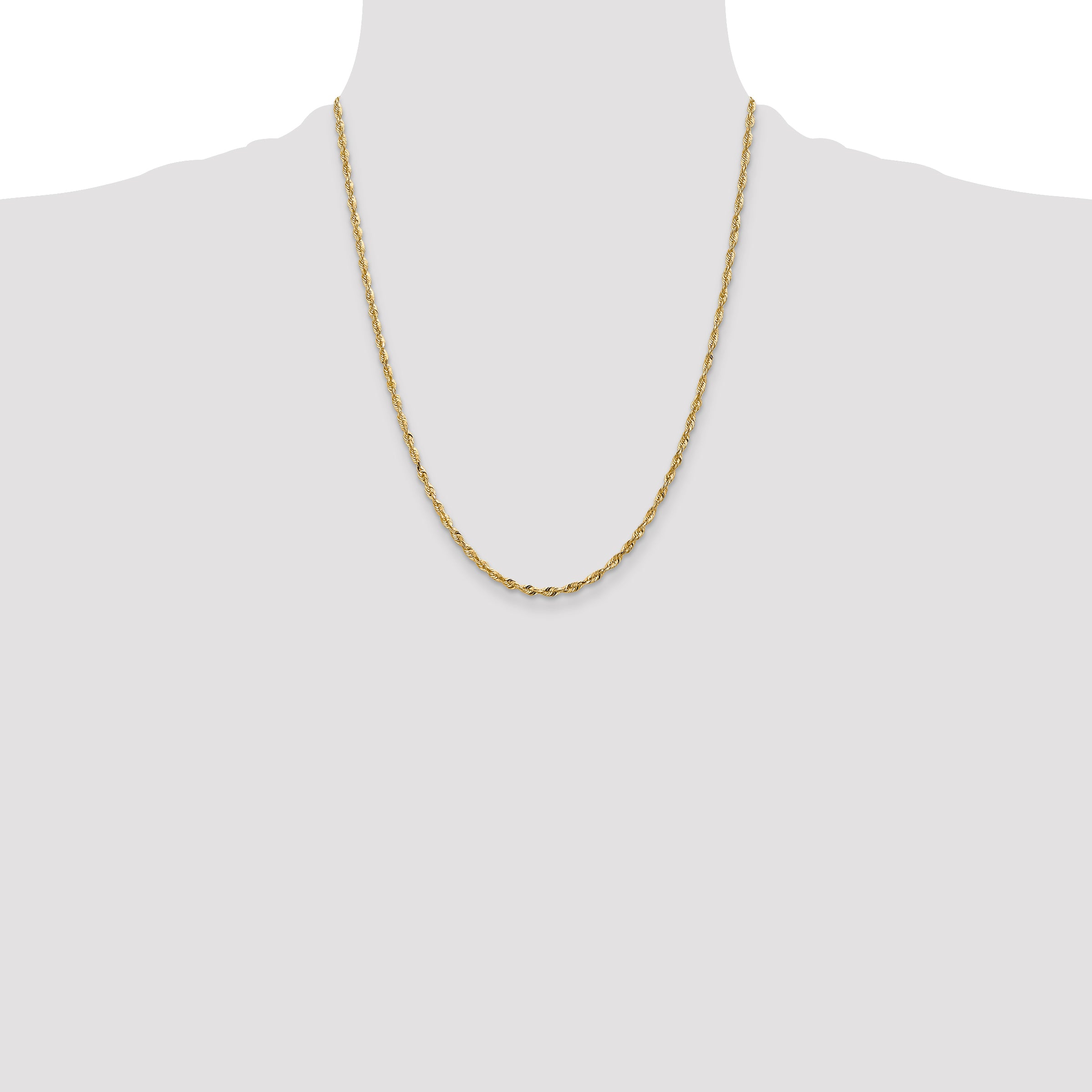 10K Gold Rope Necklace with Polished Diamond-Cut Elegant Design
