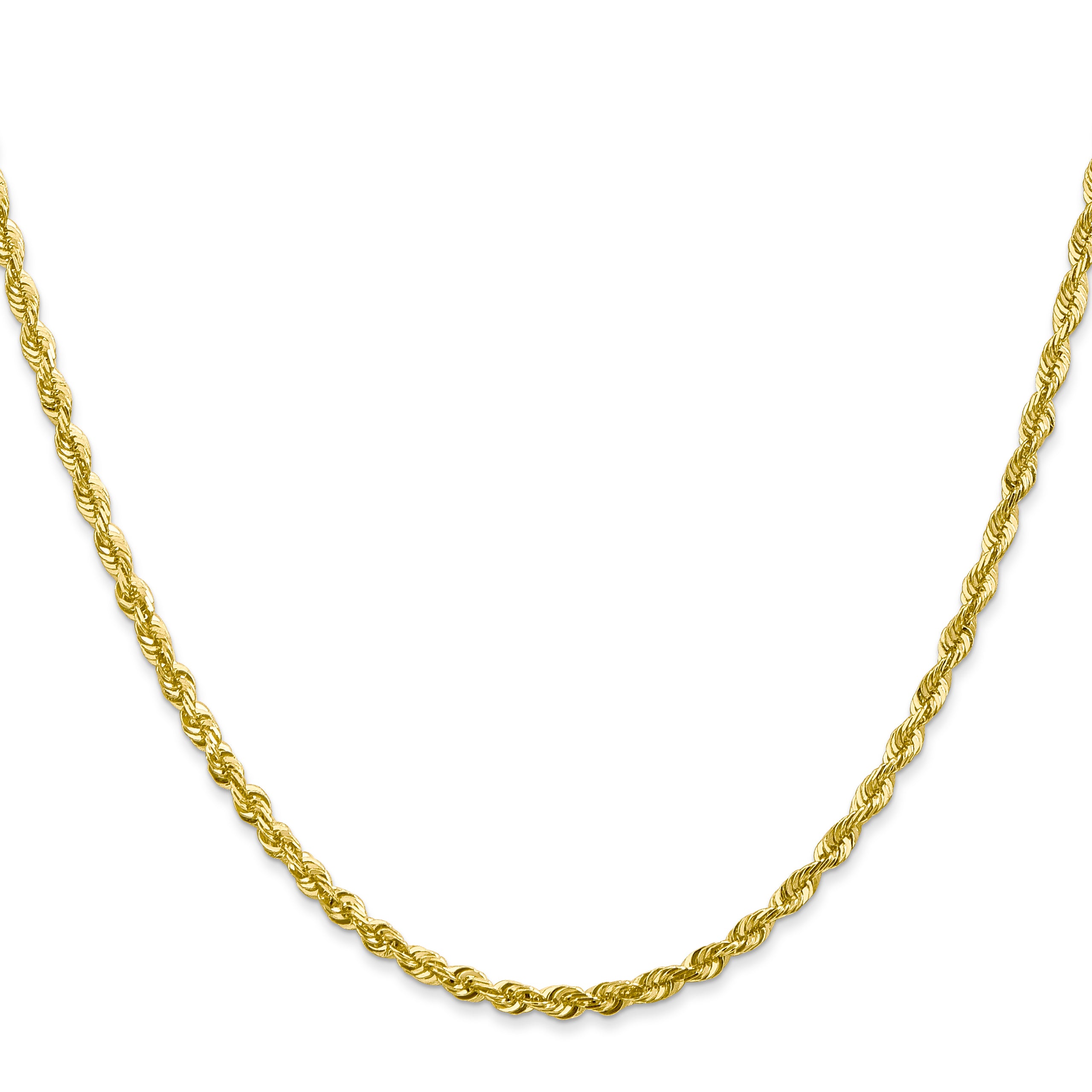 10K Gold Diamond-Cut Lightweight Rope Chain Necklace 18-Inch Polished Finish