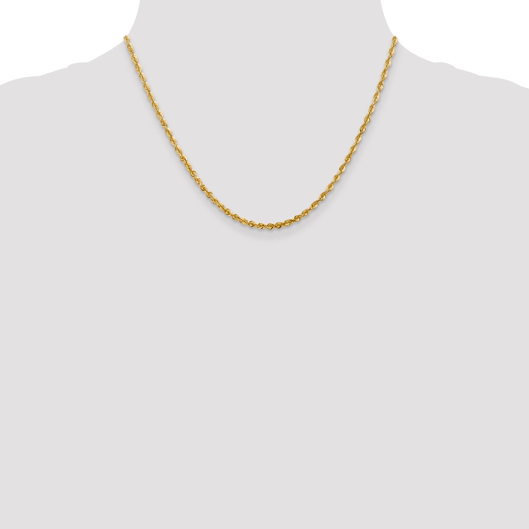 10K Gold Diamond-Cut Lightweight Rope Chain Necklace 18-Inch Polished Finish