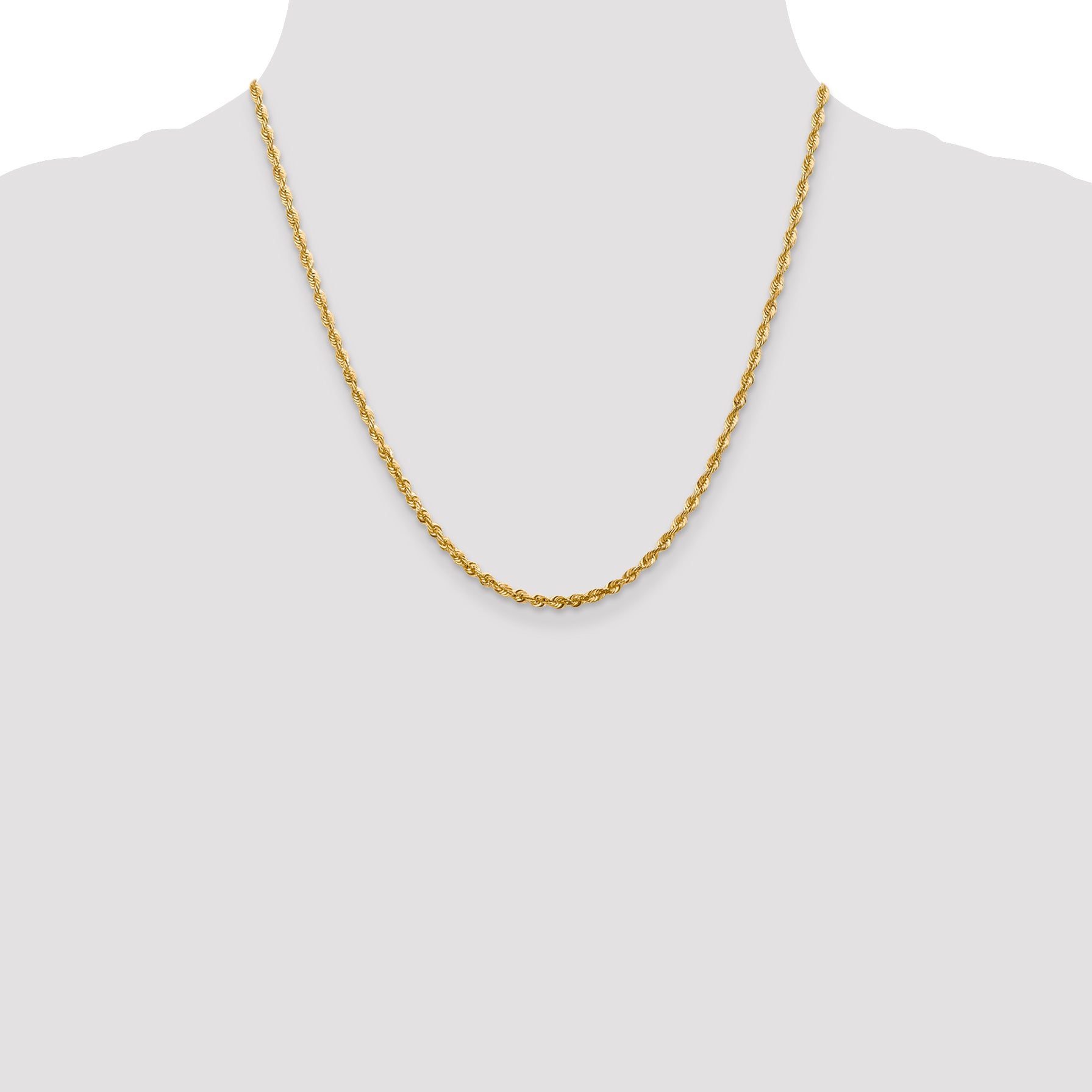 10K Gold Diamond-Cut Lightweight Rope Chain Necklace 18-Inch Polished Finish