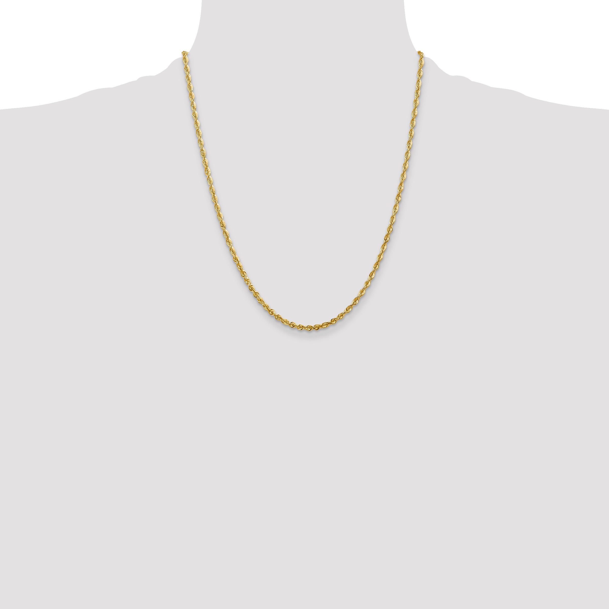10K Gold Diamond-Cut Lightweight Rope Chain Necklace 18-Inch Polished Finish