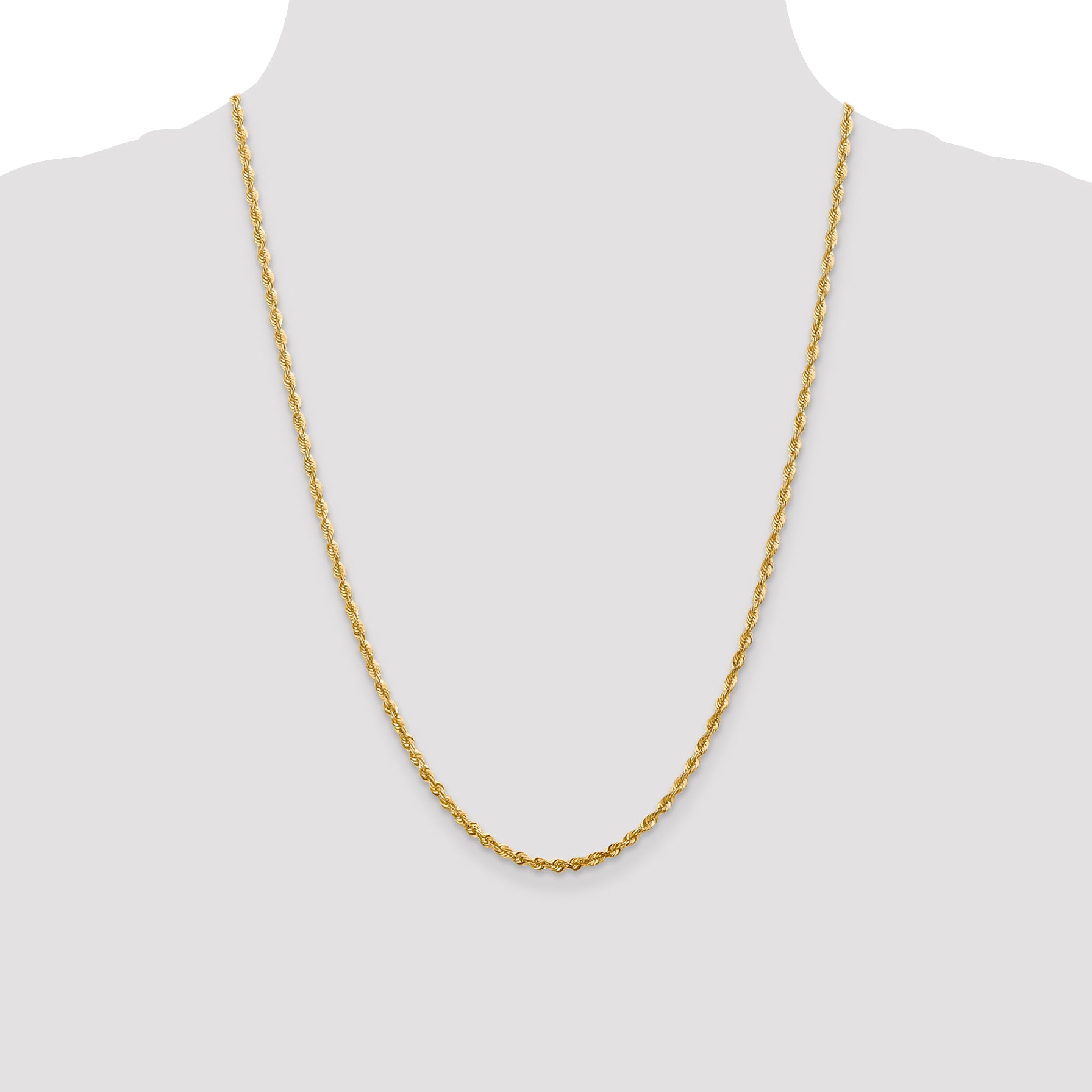 10K Gold Diamond-Cut Lightweight Rope Chain Necklace 18-Inch Polished Finish