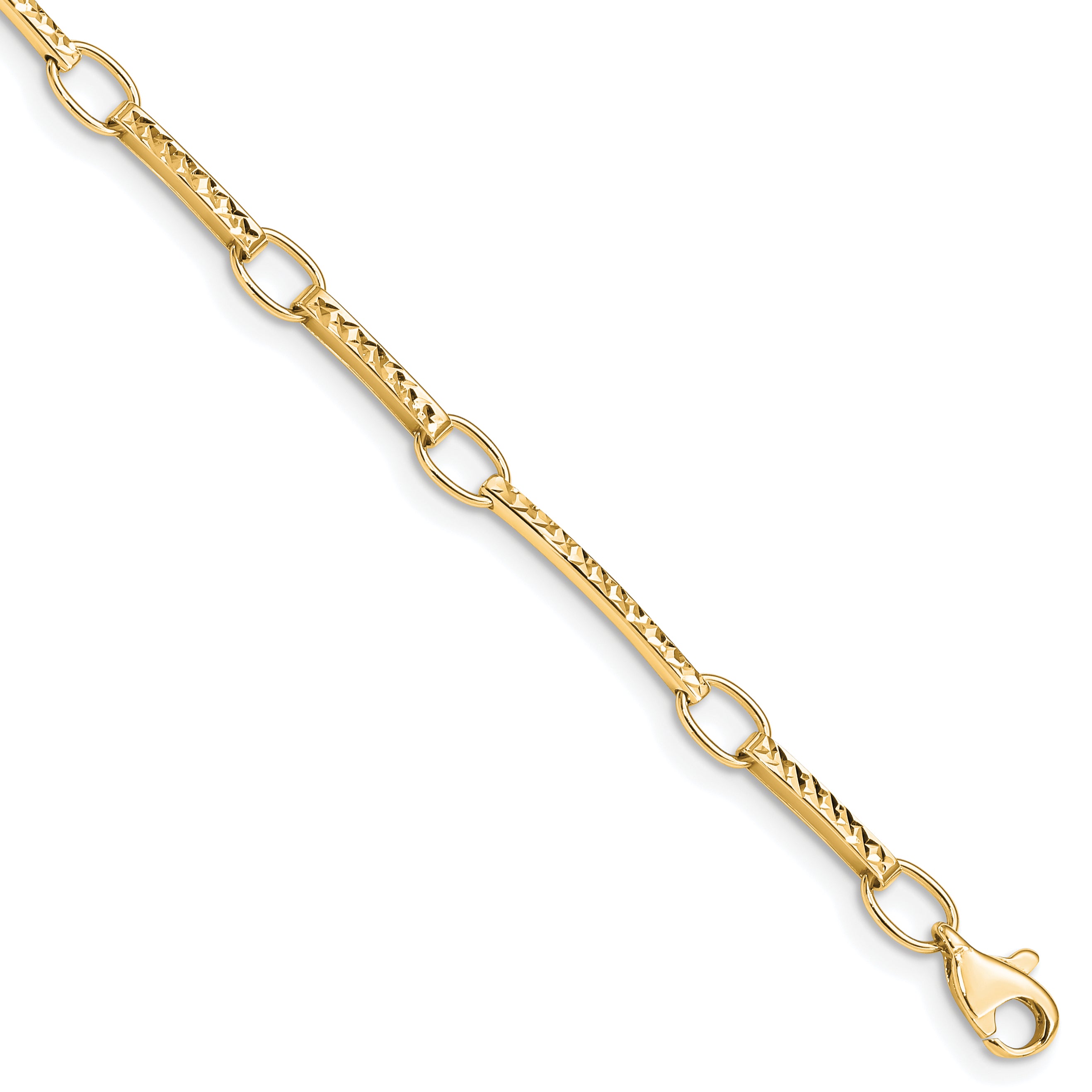 10k Polished and Textured Fancy Link Bracelet