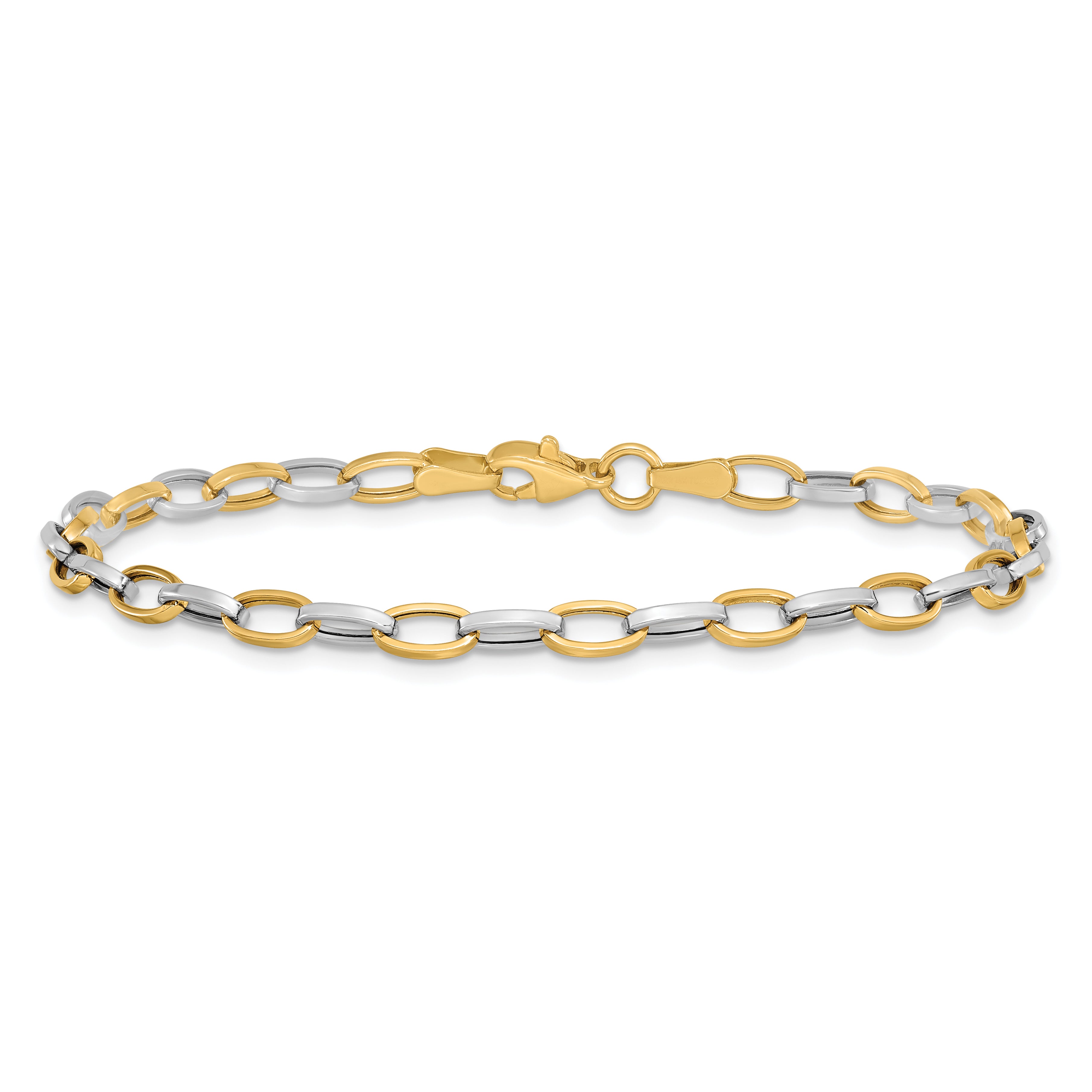 10k Two-tone Polished Open Link Bracelet