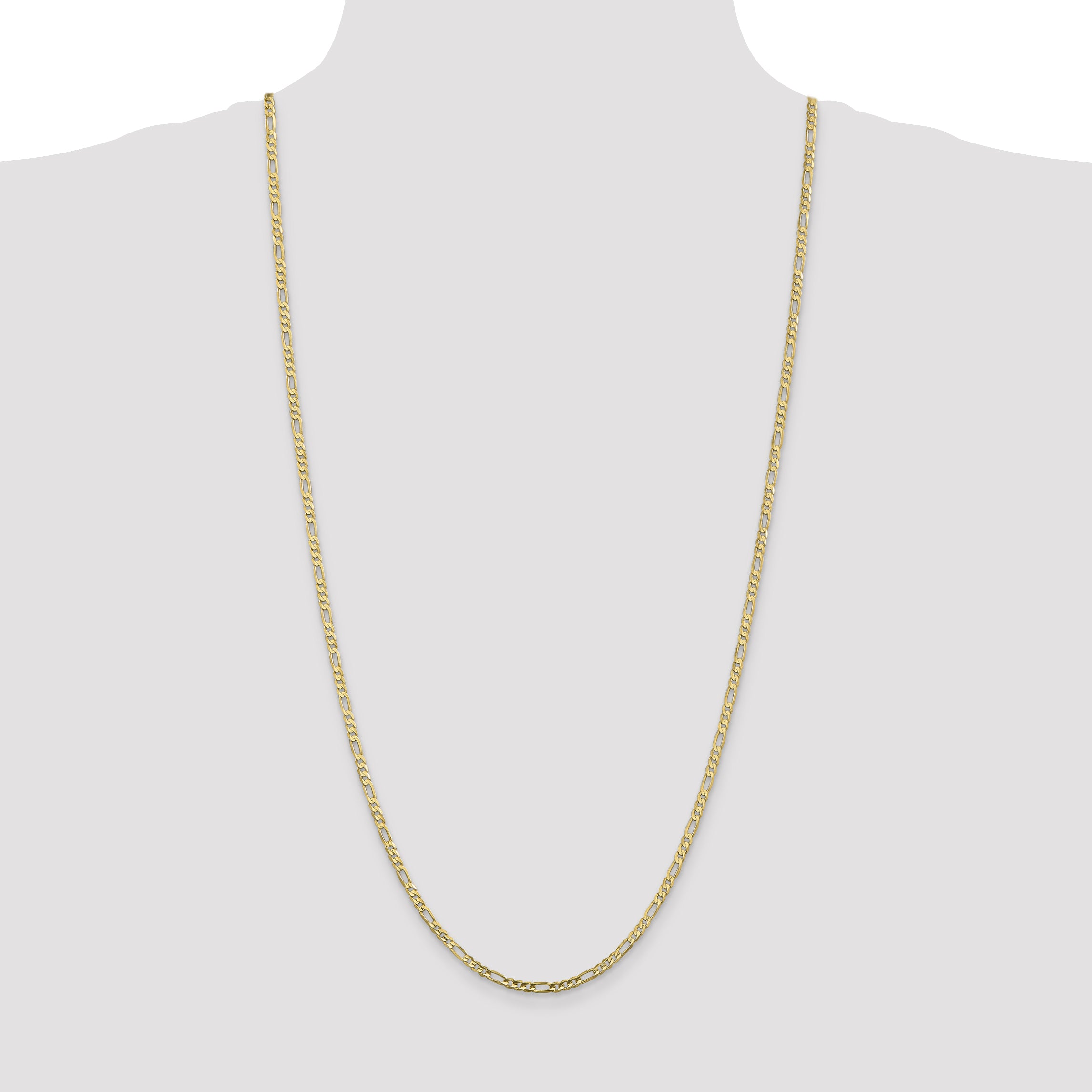 10K Gold Figaro Chain Necklace with Polished Finish for Elegant Wear - 16