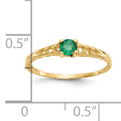 10k Madi K 3mm Emerald Birthstone Baby Ring