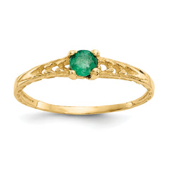 10k Madi K 3mm Emerald Birthstone Baby Ring