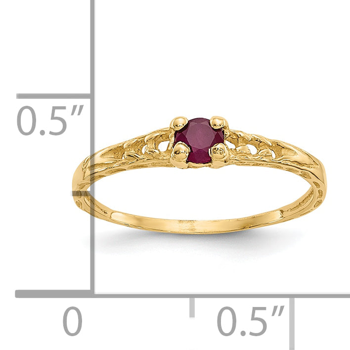 10k Madi K 3mm Ruby Birthstone Baby Ring