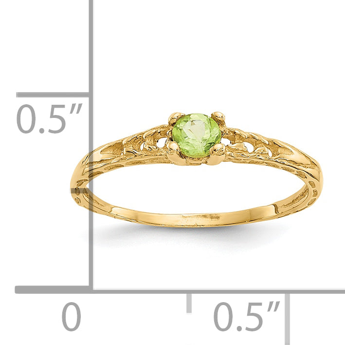 10k Madi K 3mm Peridot Birthstone Baby Ring