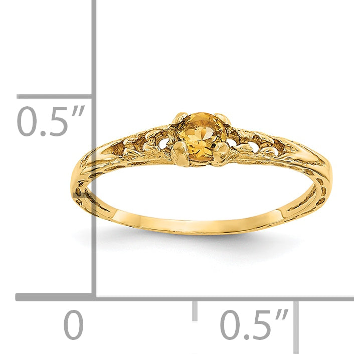 10k Madi K 3mm Citrine Birthstone Baby Ring