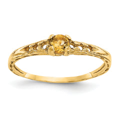 10k Madi K 3mm Citrine Birthstone Baby Ring