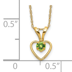 10k Madi K 3mm Peridot Heart Birthstone Necklace