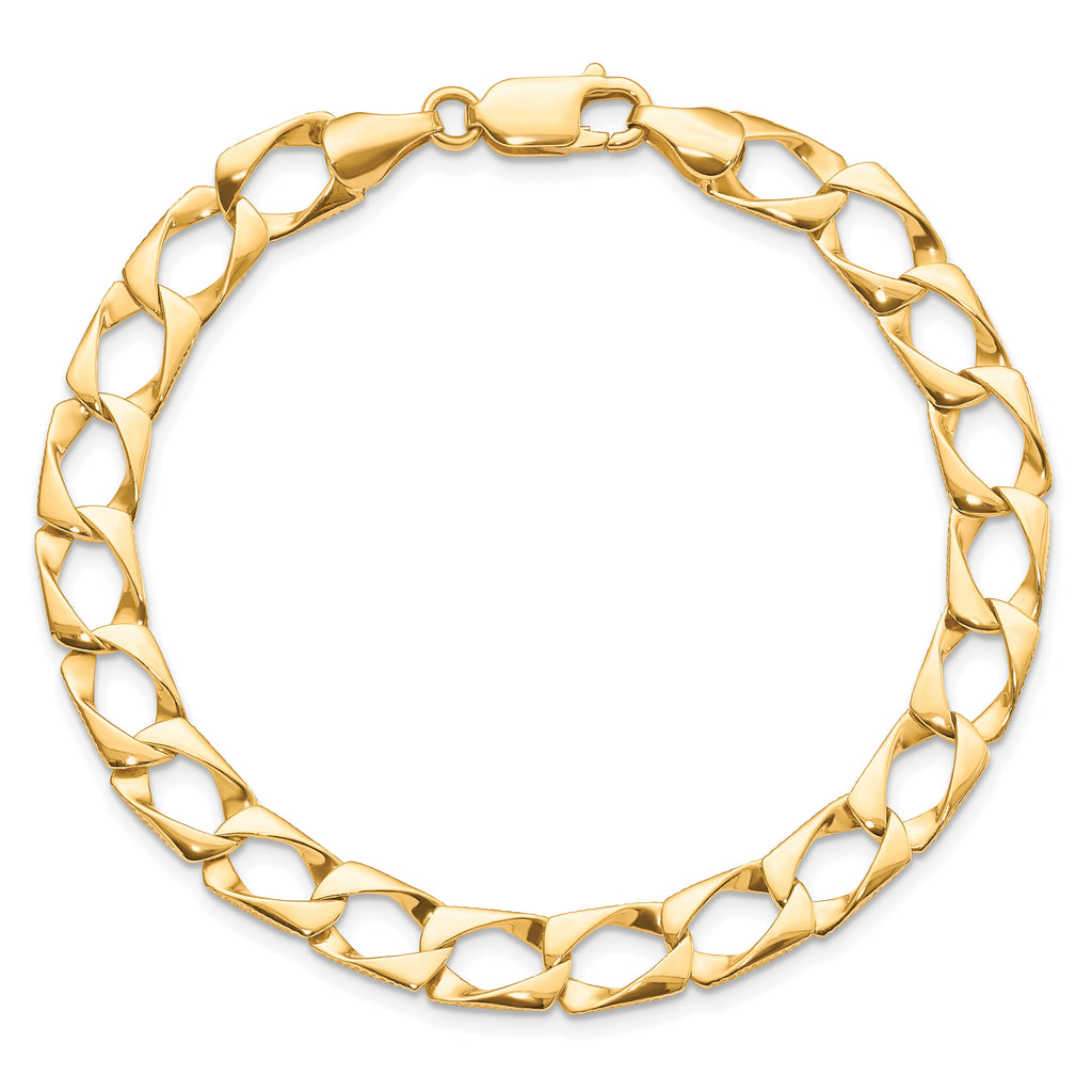 10k 7.4mm Satin & Diamond-cut Fancy Link Bracelet