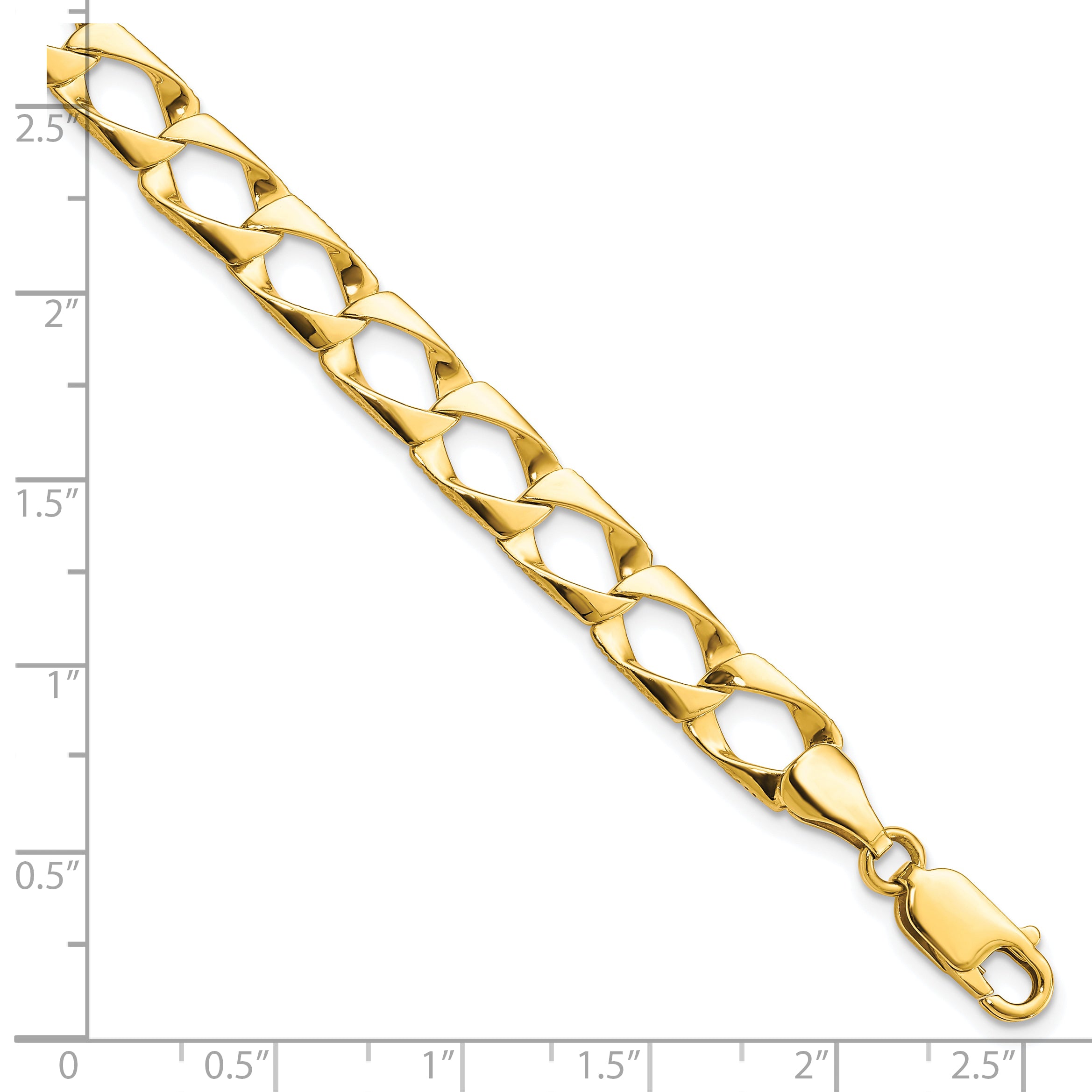 10k 7.4mm Satin & Diamond-cut Fancy Link Bracelet