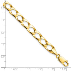 10k 7.4mm Satin & Diamond-cut Fancy Link Bracelet