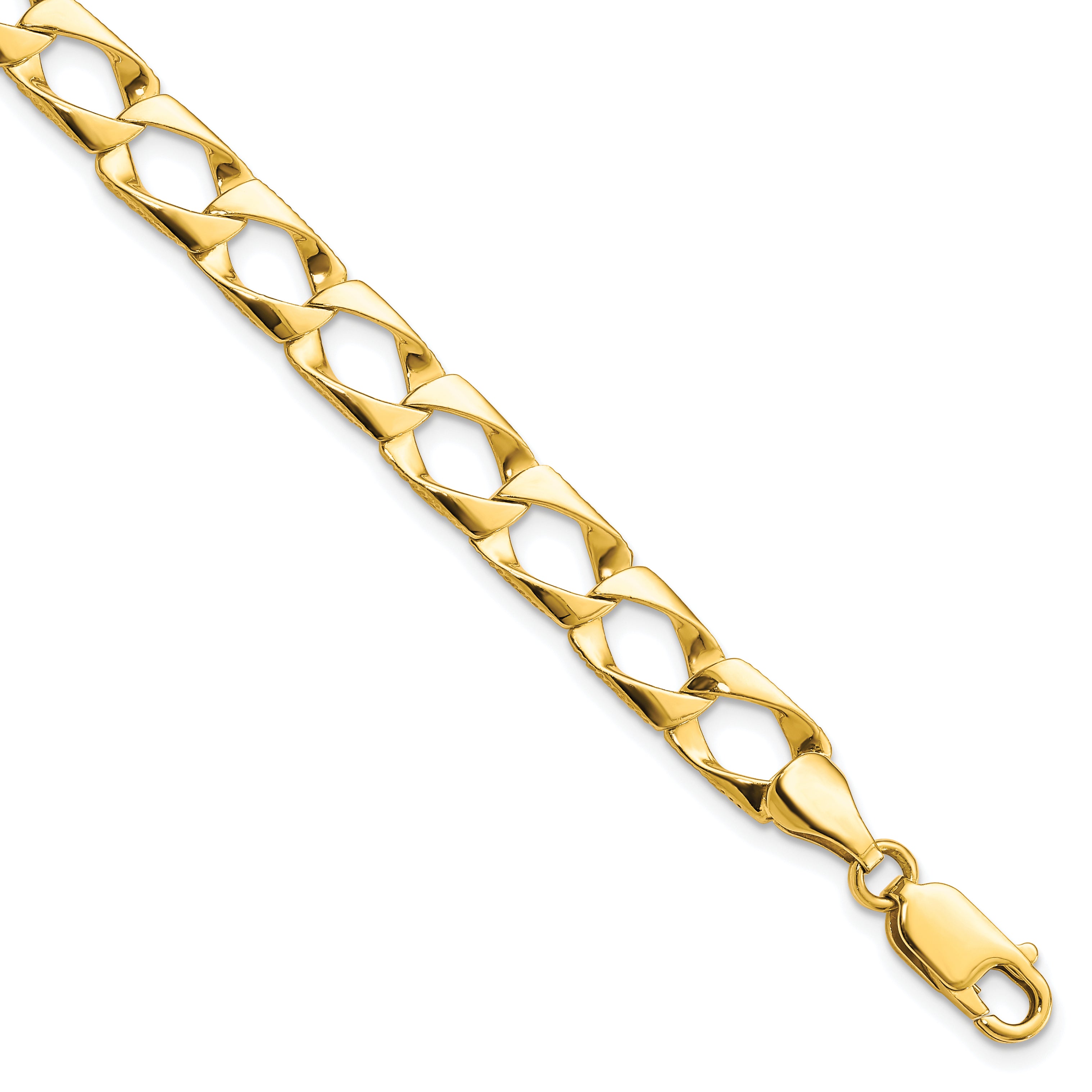 10k 7.4mm Satin & Diamond-cut Fancy Link Bracelet Main image