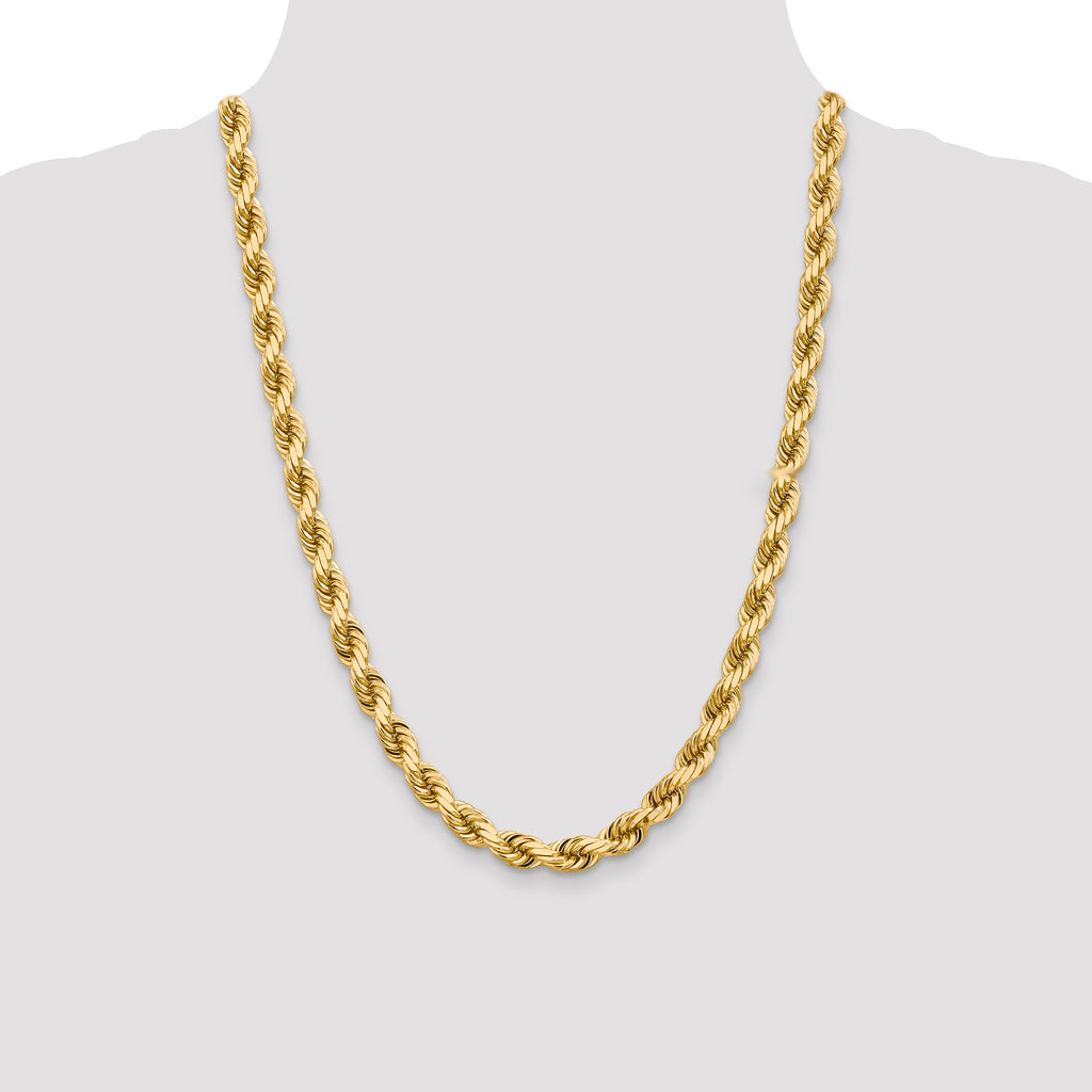 10K Gold Diamond-Cut Rope Necklace with Polished Finish 22