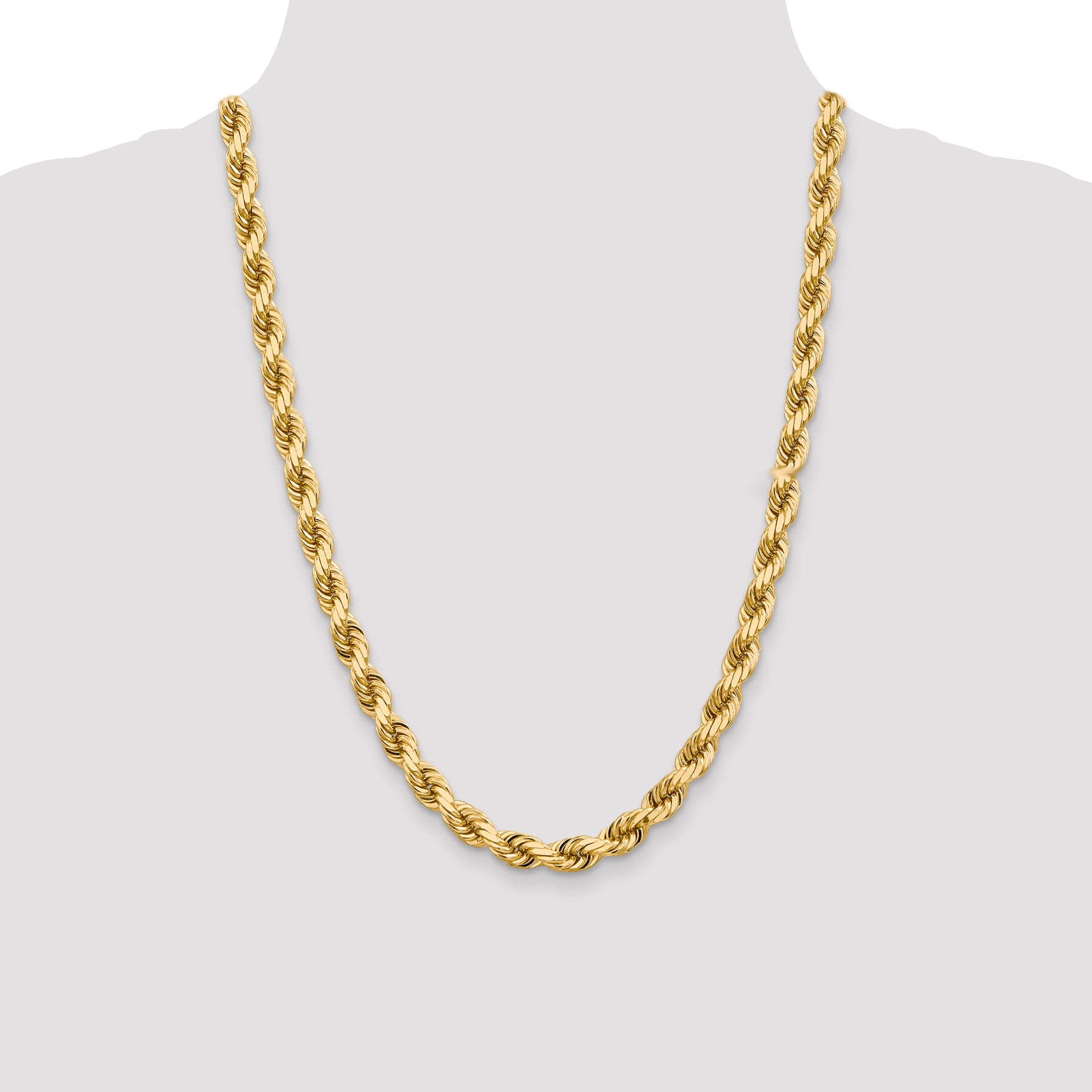 10K Gold Diamond-Cut Rope Necklace with Polished Finish 22