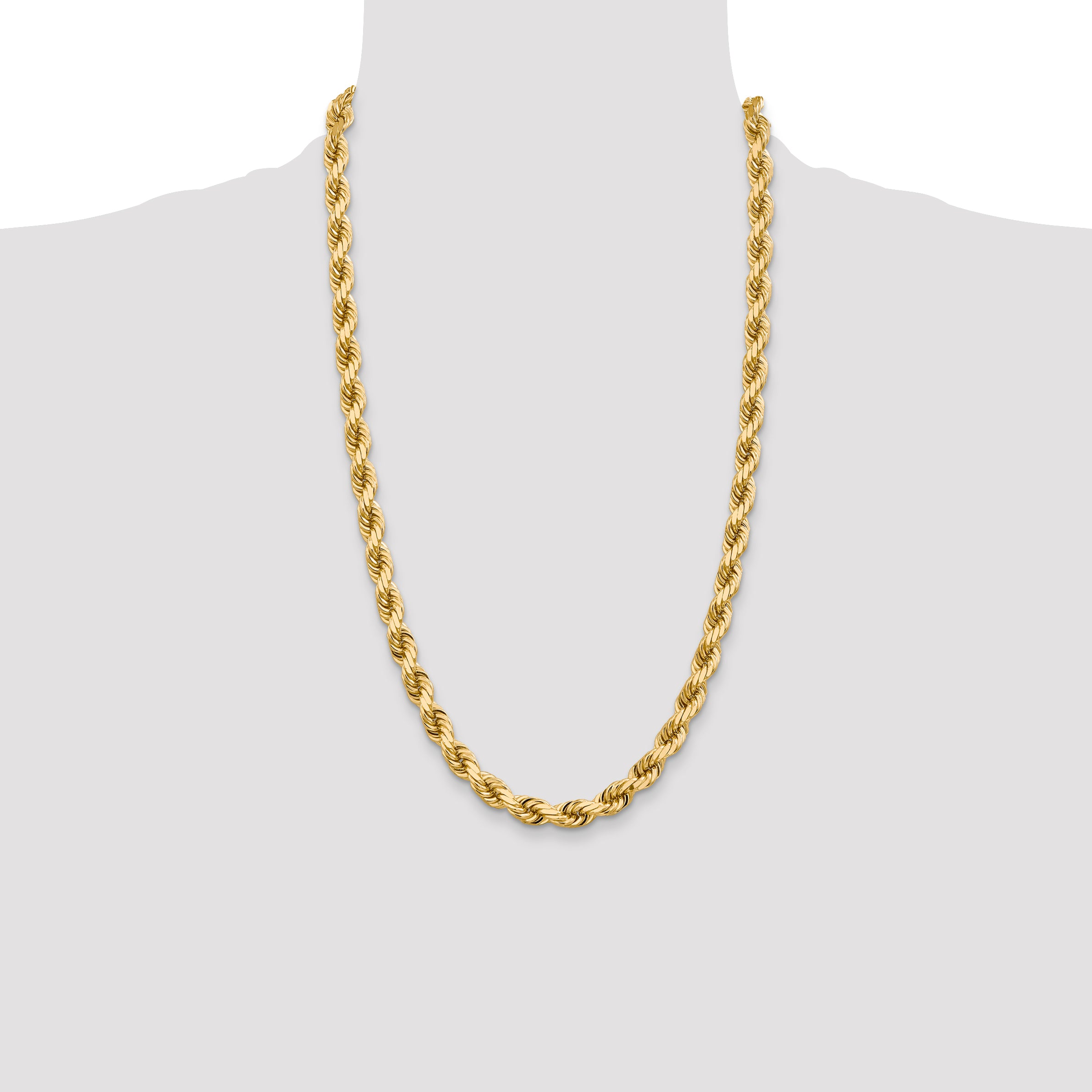 10K Gold Diamond-Cut Rope Necklace with Polished Finish 22