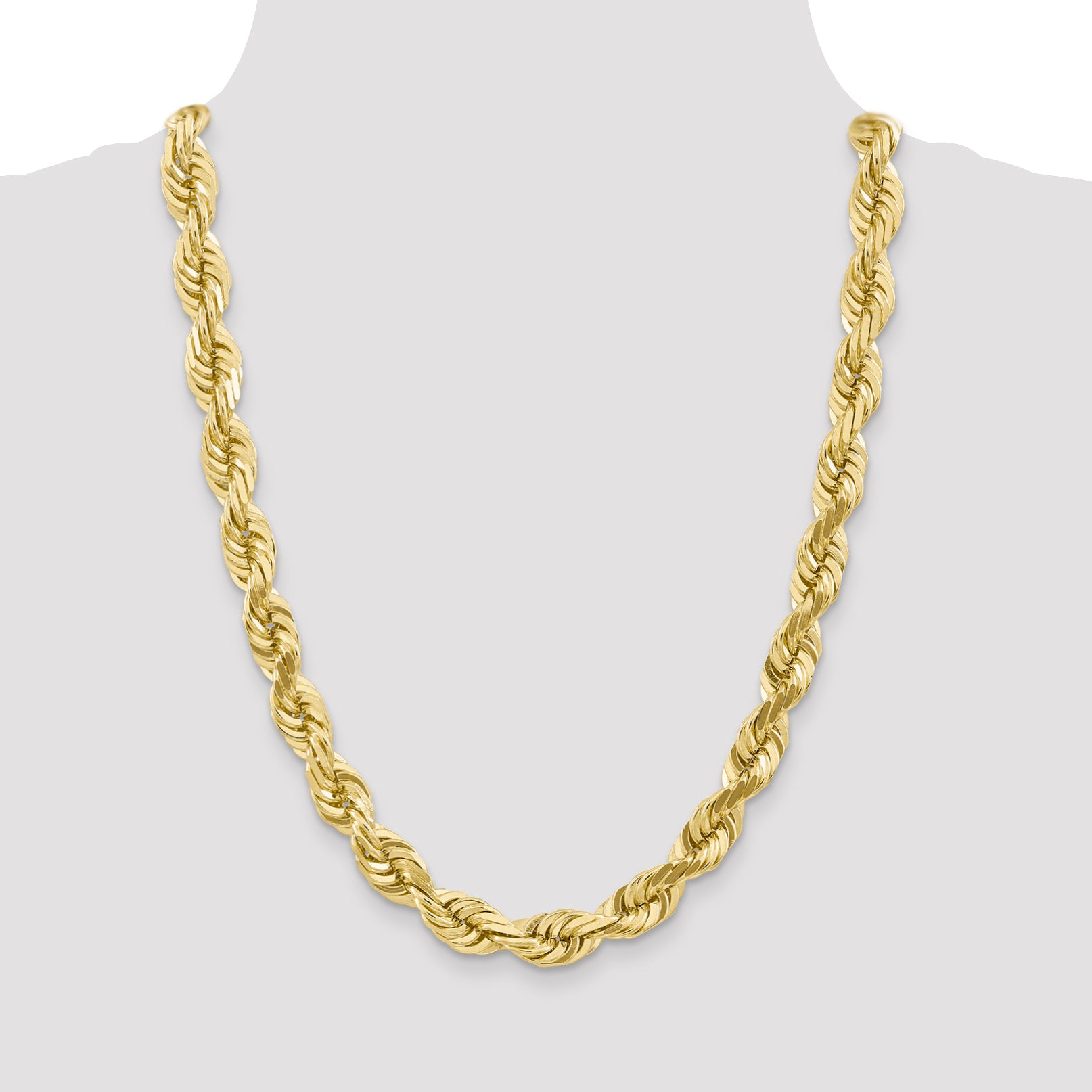 10K Gold Diamond-Cut Rope Necklace with Polished Finish