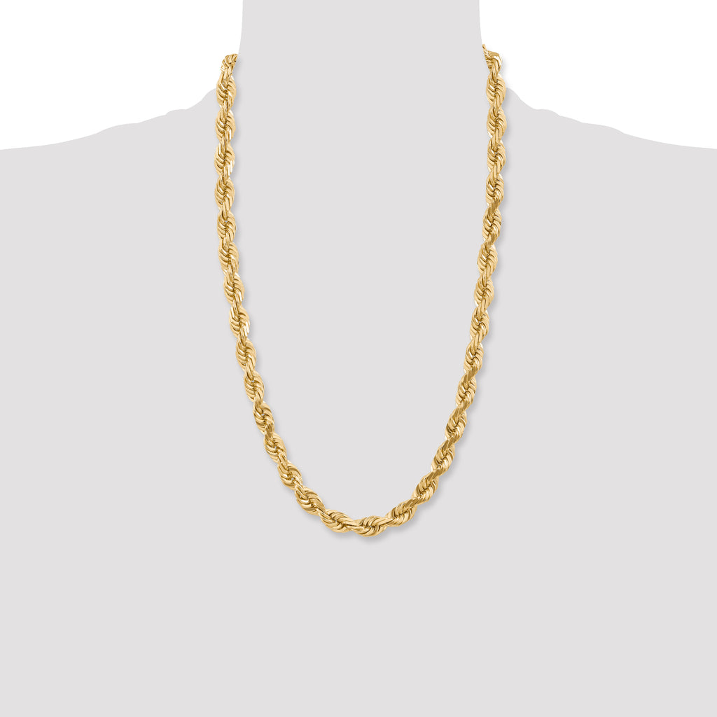 10K Gold Diamond-Cut Rope Necklace with Polished Finish