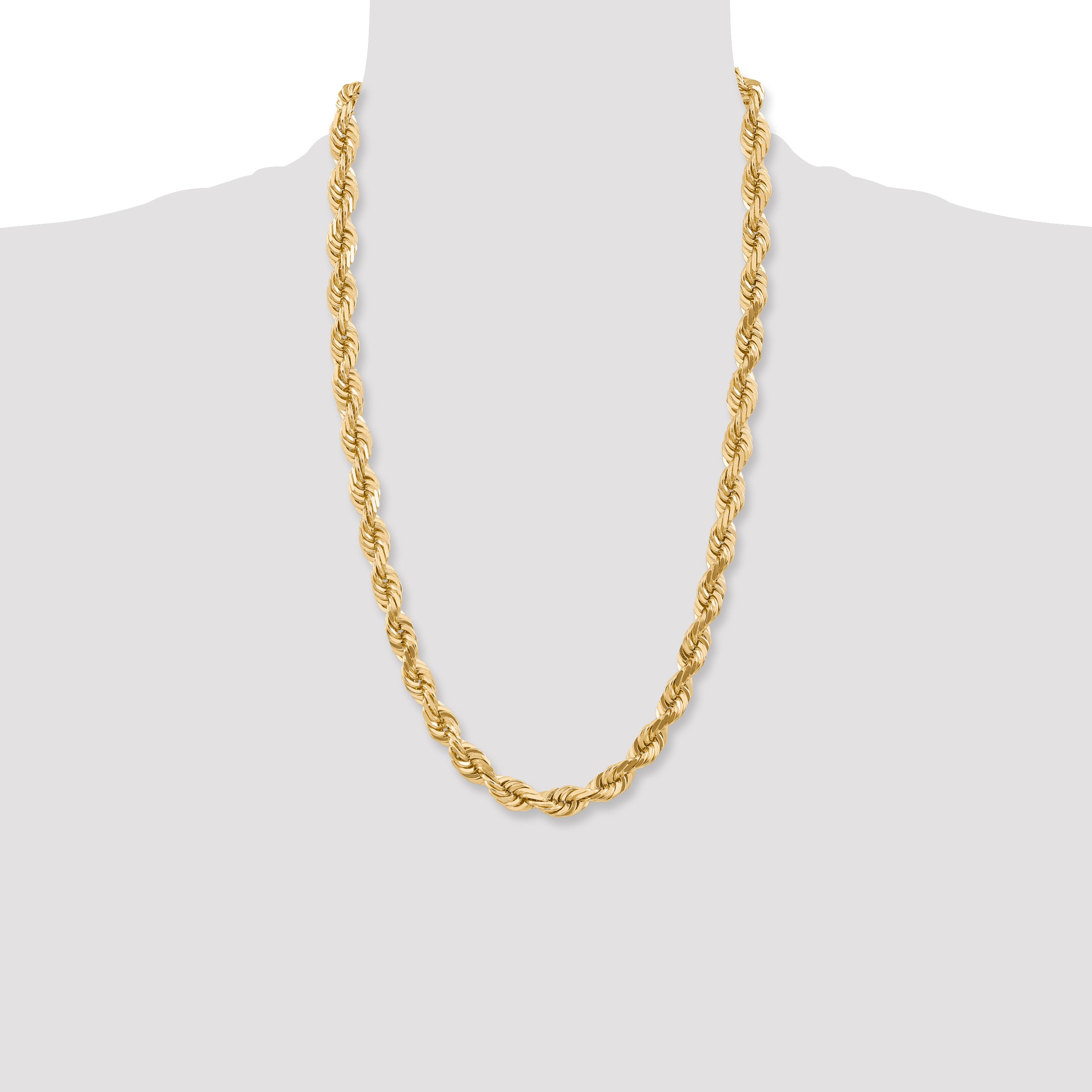 10K Gold Diamond-Cut Rope Necklace with Polished Finish